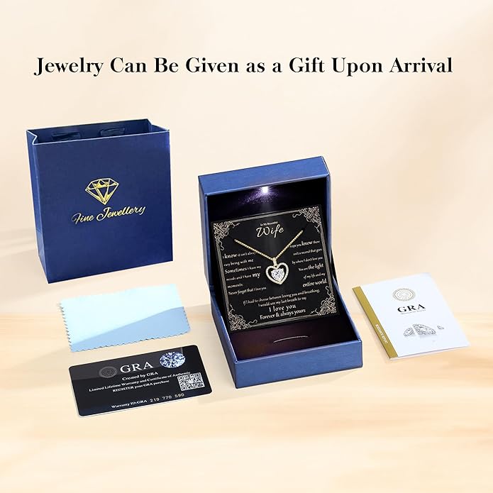 2CT Moissanite Heart Necklace for Women Wife in Gift Box,S925 Sterling Silver Jewelry for Women,Anniversary Birthday Present for Wife Her Girlfriend,18K Gold/White Gold Filled