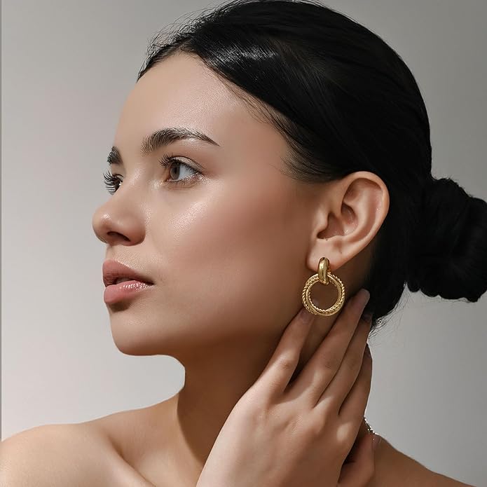 SEADAY Hoop/Stud Earrings Set for Women,Hypoallergenic Lightweight Non-Tarnish Everyday Earrings,Dainty Gold/Rhodium Plated Jewelry,Fashion Accessories,Christmas/Birthday Gift for Women Men