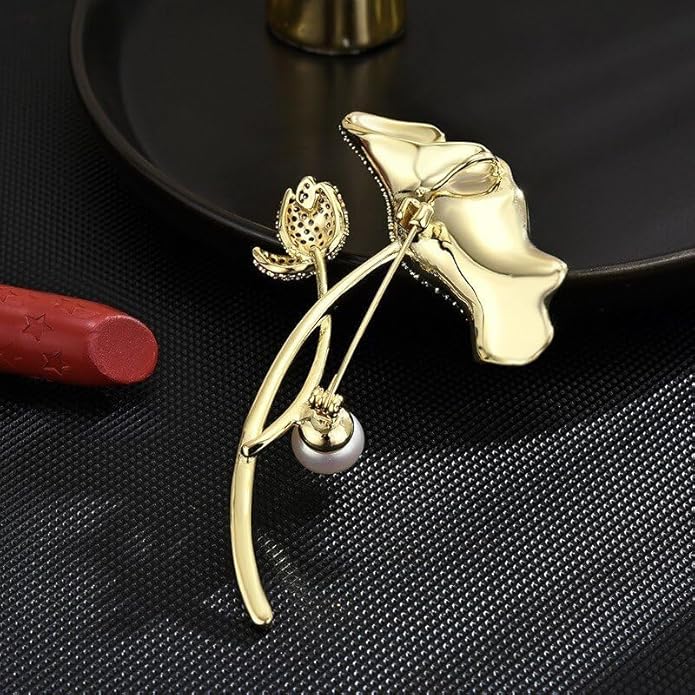 Flower Brooch Pin - Rhinestone Flower Pin 18k Gold Plated - Thanksgiving Day, Birthday, Wedding Gifts for Mom, Wife