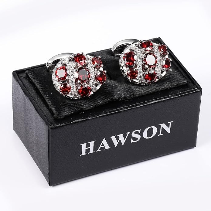 HAWSON Cufflinks for Men, Gold Diamond Crystal Cufflinks for Groom Husband Personalized Gifts, Mens Formal Wedding Business Cufflinks, Luxurious Gorgeous Cuff Links French Shirt Accessories