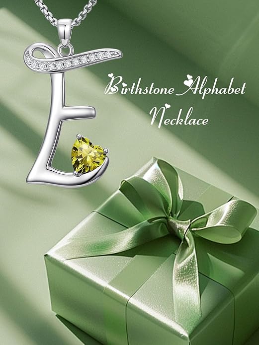 Christmas Gifts for Women Alphabet A to Z Initial Birthstone Pendant Necklaces for Women - 18k White Gold Plated Personalized Name Jewelry Valentine Mothers Day Birthday Gifts for Women Her Girlfriend