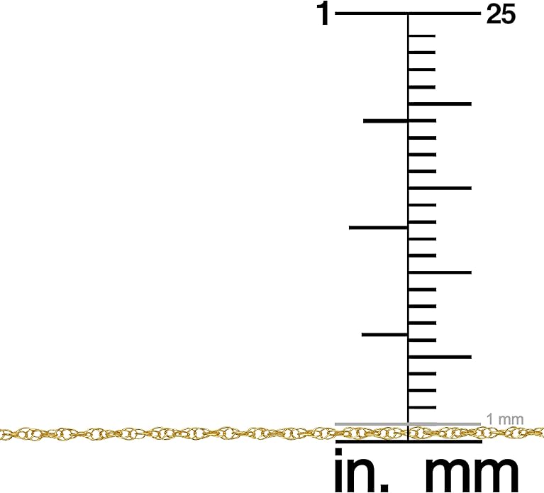 Kooljewelry Real 14k Yellow Gold Rope Chain Pendant Necklace for Women (0.7 mm, 0.9 mm, 1 mm, 1.3 mm, or 1.5 mm)