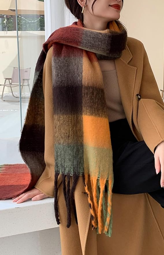 Wander Agio Winter Women Warm Scarf Long Shawl Large Scarves Cold Weather Thick Blanket Scarfs Colorful Plaid