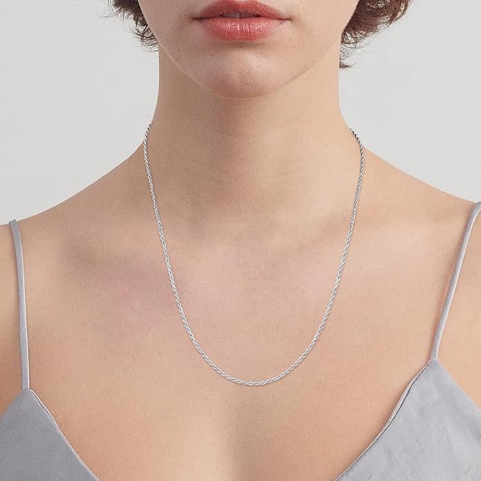Gacimy 925 Sterling Silver Rope Chain for Women Men, 1.2mm 1.5mm 1.8mm Width 16 18 20 22 24 Inches Length