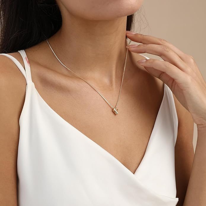Bubble Gold Letter Necklace for Women, 14k Gold Plated Balloon Initial Necklace, Dainty Gold Necklace for Women, Personalized Bubble Pendant Name Necklace, Fashion Accessories Trendy Jewelry