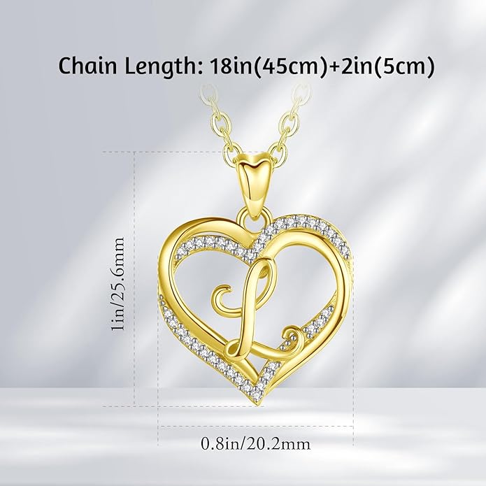 INFUSEU Unique Initial Necklaces for Women Girls Small Heart Letter Jewelry, Meaningful Personalized Gifts