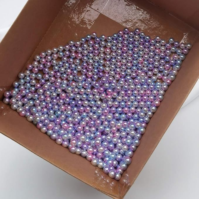 INSPIRELLE 1100 Pieces Gradient Undrilled ABS Art Faux Pearls for Vase Fillers, 8mm Pink-Lilac No Hole Makeup Beads Mermaid Imitation Round Pearl Beads for Table Scatter Home Wedding Decoration