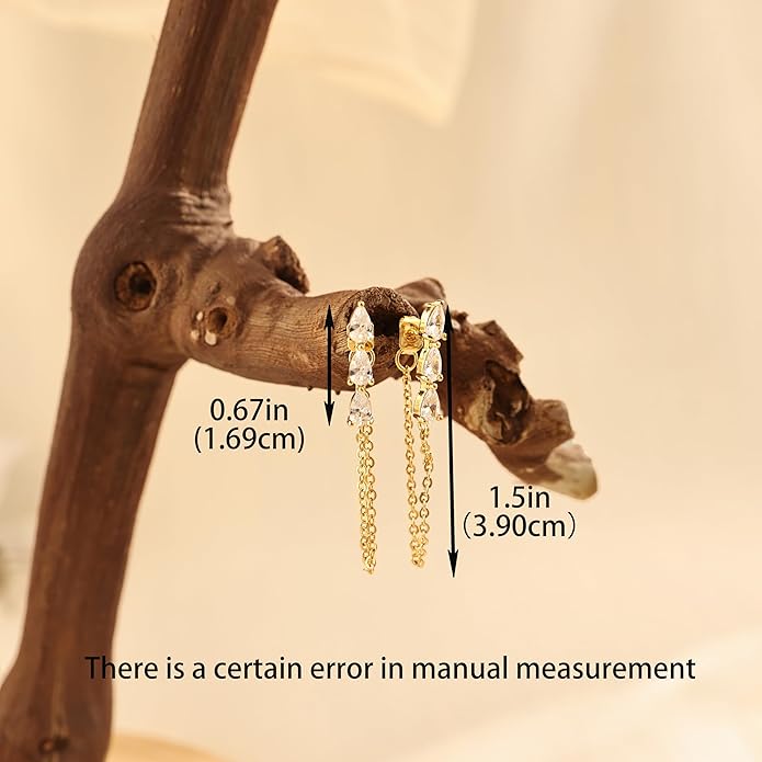 Gold Earrings for Women,Dainty 14k Gold Plated Pearl Drop Earring Dangle Pearl Dangling Earrings for Women Trendy Small Cute Wedding CZ Earring Long Chain Threader Prom Jewelry Gifts