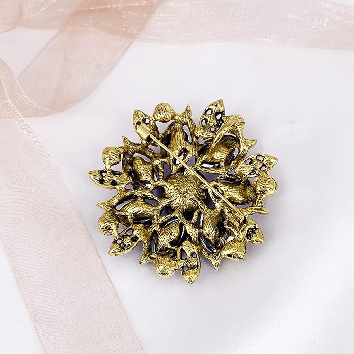 LAXPICOL Vintage Women's Austrian Crystal Elegant Flower Brooch Wedding Broach Pin