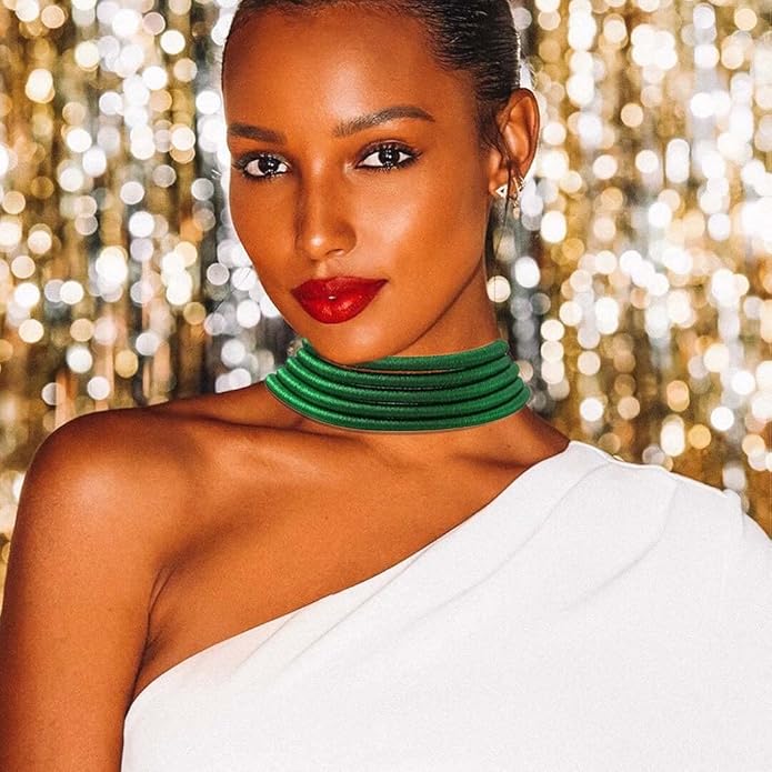 African Choker Necklace Gold Rope Weave Collar Layered Boho Tribal Chokers Multilayer Statement Party Jewelry Accessories for Women