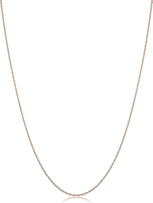 Kooljewelry Real 14k Rose Gold Rope Chain Pendant Necklace for Women (0.7 mm, 0.9 mm, 1 mm or 1.3 mm)