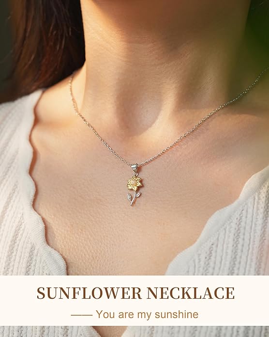 Tarsus Sunflower Necklace, You are My Sunshine, Sunflower Gifts Ideas for Women, Inspirational Gifts for Women Teen Girls Birthday Christmas Valentines Day