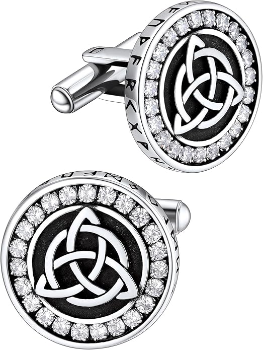 FaithHeart Mens Cufflinks, Norse Viking Tuxedo Shirt Cuff Links, Stainless Steel Cuff Links and Shirt Studs, Gift Box