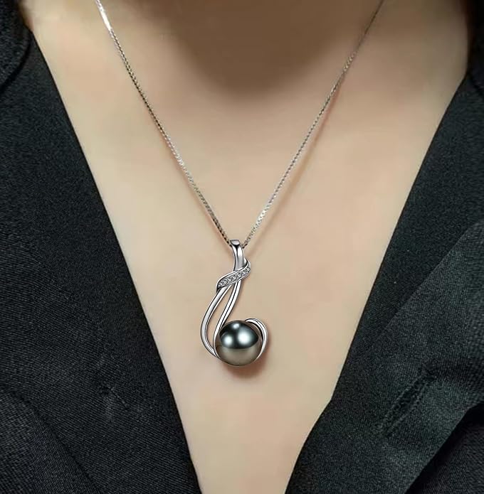 Gifts for Women Wife-Tahitian Black Pearl-Necklace-Gift for Wife Wedding Birthday Anniversary Jewelry-Mom Girlfriend Her Mothers Day Gifts for Mom Women Valentines Day Christmas Day Gifts