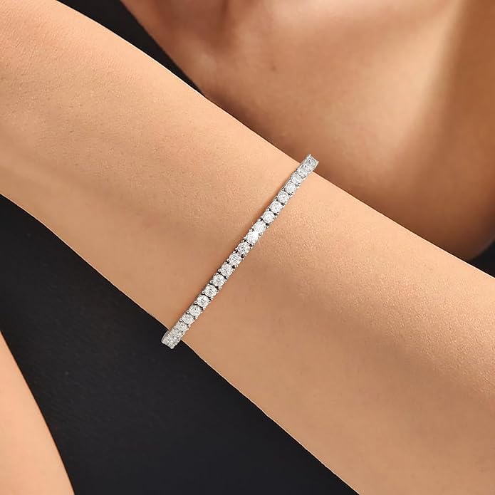 MOOSEA Christmas Gifts for Women, 4.9-5.3CT D Color VVS1 Clarity Lab Created Moissanite Tennis Bracelets 925 Sterling Silver Tennis Bracelet Anniversary Birthday Gifts Jewelry
