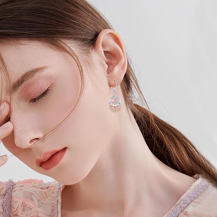 JUSTKIDSTOY St Patricks Day Earrings Gifts 925 Sterling Silver Four Leaf Clover Shamrock Earrings Irish Jewelry for Women Girls