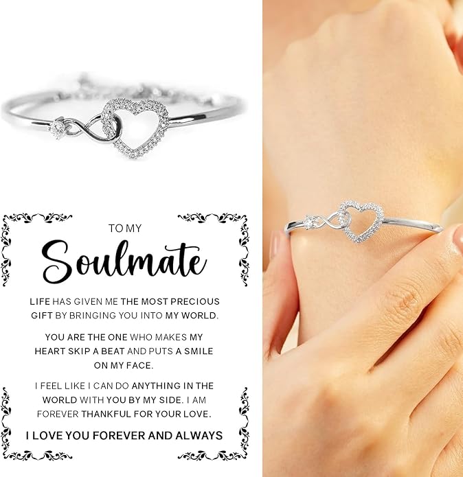 To My Soulmate Bracelet For Women With Heartfelt Message Card & Elegant Box, Bracelet For Girls, Soulmate Birthday, Wedding, Christmas Jewelry Gift From Boyfriend, Husband