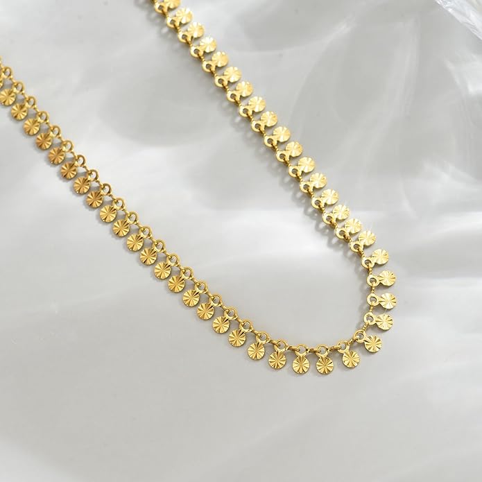 Gold Chain Necklace for Women 18K Gold Plated Stainless Steel Necklace Dainty Star Cross Heart Choker Chains Simple Delicate Minimalist Trendy Jewelry