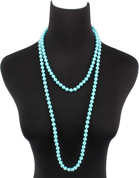 Fashion Faux Pearls Pendants 1920s Beads Cluster Long Pearl Necklace for Costume Party Jewelry 55"