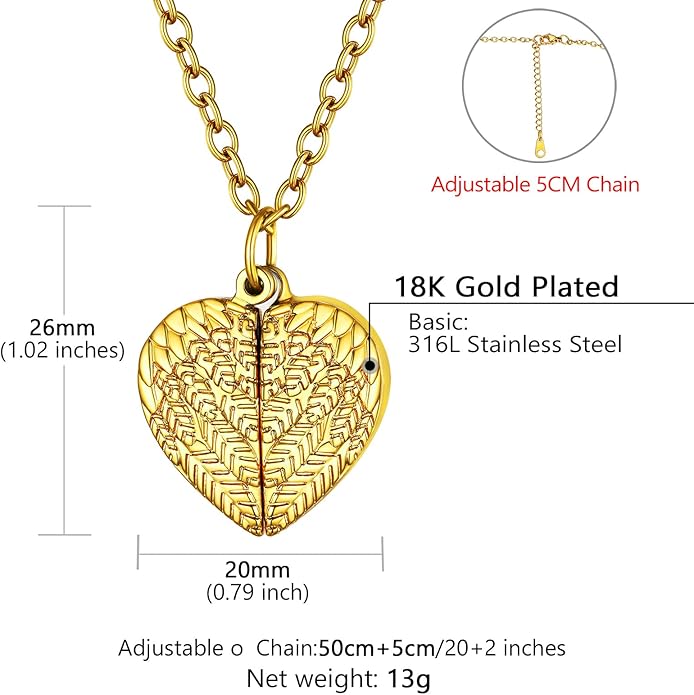 Supcare Locket Necklace That Holds Pictures-Engraved Photo Pendant Custom Jewellery Gifts for Men Women (with Jewellery Gift Box)