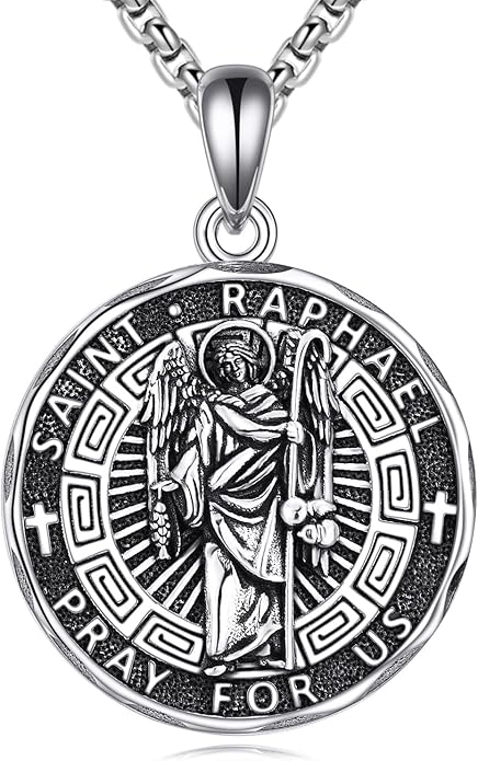 YFN Patron Saint Necklace Sterling Silver Amulet Medal Pendant Religious Protector Jewelry Gifts for Women Men