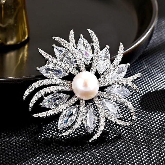 UNVAK Rhinestone Flower Brooch - Crystal Flower Pin for Women - Valentine's Day & Mother's Day Gift