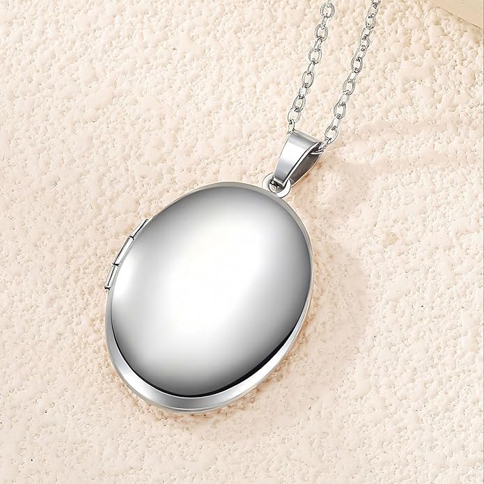 PHOCKSIN Personalized Locket Necklace for Women Photo Necklace with Customized Picture Birth Flower Birthstone New Years Gifts for Women