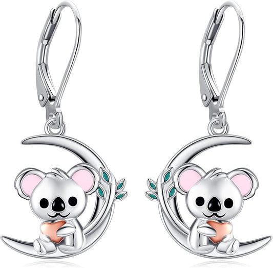Animal Earrings 925 Sterling Silver Dangle Earrings Leverback Earrings Animal Jewelry for Women