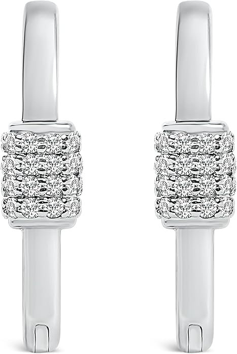 10K White or Yellow Gold 3/8 Cttw Lab Grown Diamond Heart Shaped Huggie Hoop Earrings
