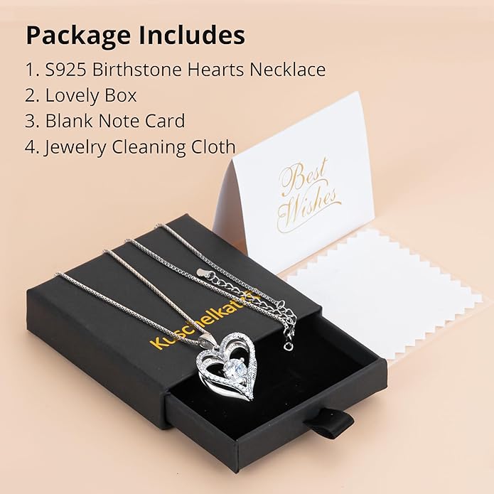 Kuschelkatze Entwined Souls Necklace - Sterling Silver Double Heart Pendant | Engraved 'I Love You Always and Forever' | Gift for Couples, Anniversary, Wedding