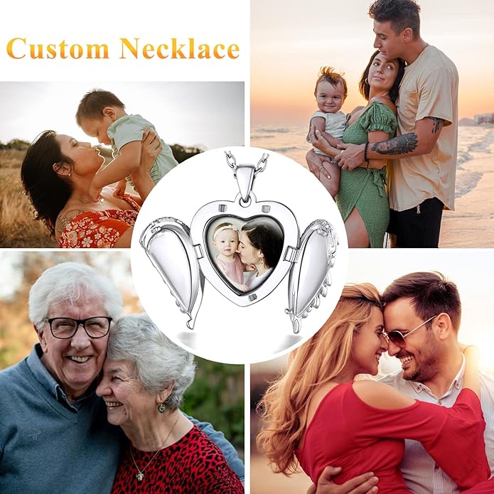 Supcare Locket Necklace That Holds Pictures-Engraved Photo Pendant Custom Jewellery Gifts for Men Women (with Jewellery Gift Box)