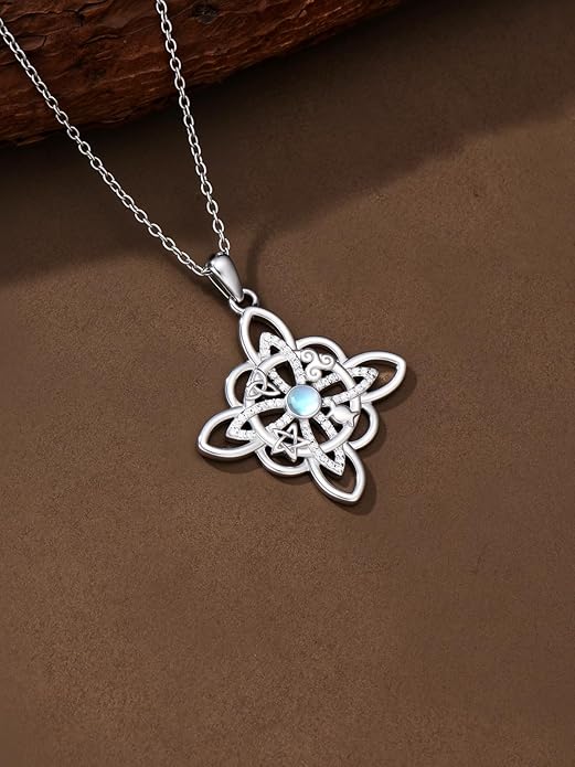 WINNICACA Christmas Gifts for Women Witches Knot Celtic Knot Necklace Sterling Silver Celtic Jewelry Protection Necklaces Irish Jewelry Birthday Gifts for Women Mom Wife Her