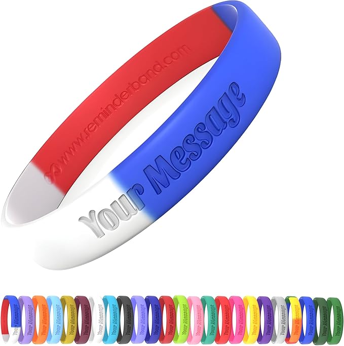 Reminderband Custom Silicone Bracelet – Motivational Wristbands, Bulk Personalized Bands for Events, Awareness, Fundraisers, Gifts – Custom Rubber Bracelets - 1/2" Classic