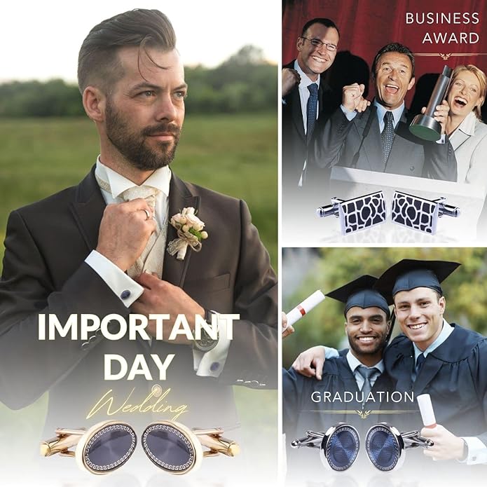 BodyJ4You 12 Pairs Cufflinks for Men Set - Father's Day Gifts for Men - Cuff Links Black Suit Tuxedo Shirt Wedding Business Groom Formal - Elegant Box Jewelry Set