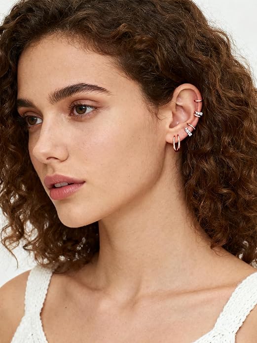 Silvora 925 Sterling Silver Small Hoop Earrings for Women Huggie Earrings Hypoallergenic Cartilage Earrings Tiny Hoops 6mm/8mm/10mm/12mm/14mm/16mm/18mm/20mm