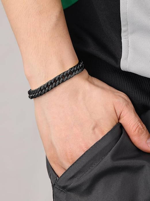 ChainsHouse Stainless Steel Cuban Link Bracelet, 8mm/12mm/17mm Width, 7.5"/8.3"/9", 18K Gold Plated Chain Wrist Bracelets for Men Women, Send Gift Box