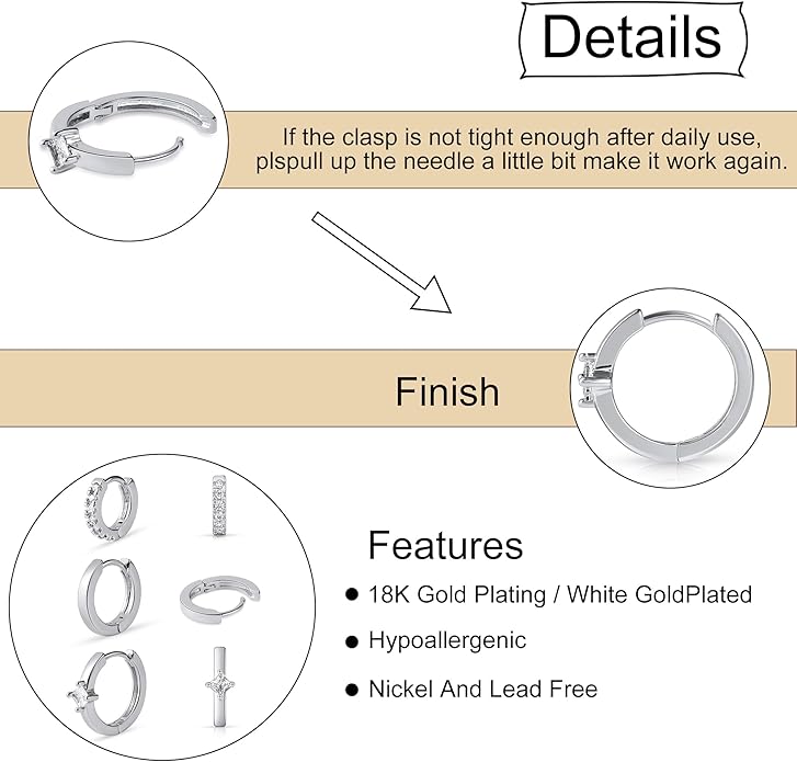 micuco 3 Pairs Small Hoop Earrings Set for Women, 14K Gold Plated Huggie Hoop Earrings for Men, Tiny Cartilage Hypoallergenic Earring Set