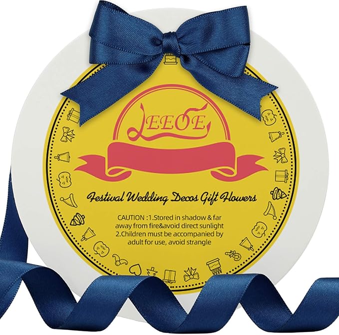 LEEQE Double Face Navy Blue Satin Ribbon 5/8 inch X 50 Yards Polyester Navy Blue Ribbon for Gift Wrapping Very Suitable for Weddings Party Invitation Decorations and More