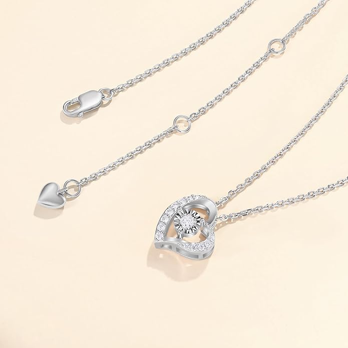 Sterling Silver Lab Grown Diamond Halo Pendant Necklace, Chain Included,ideal gift for anniversaries, birthdays, or any milestone celebration