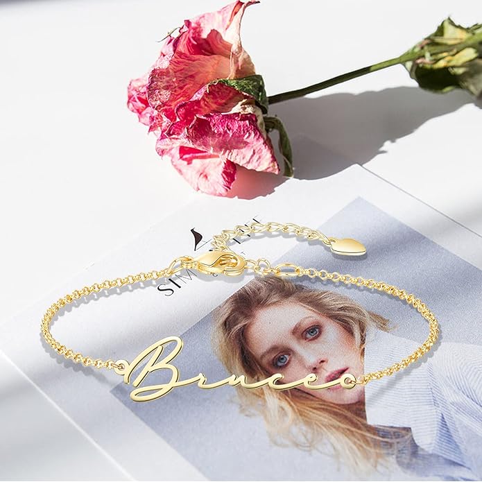 LucySky Custom Bracelets with 2 Names for Women, 925 Sterling Silver Adjustable Personalized Name Anklet, Custom Bracelets Summer Beach Jewelry Dainty Gifts for Wife, Sister, Friends