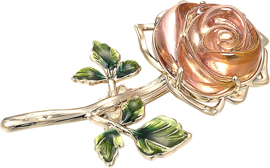 Handmade Embroidery Flower Brooch Pins for Women, SHE'S FREE STYLE JUST FOR YOU Luxury Gradient Stitching Floral Brooch Pins with Crystal stamen, Enamel Metal Butterfly with Green Leaves, Hand Dripping Oil Jewelry pins