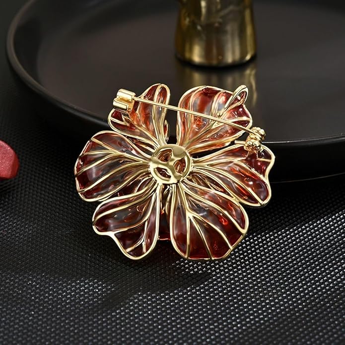 Flower Brooch Pin - Rhinestone Flower Pin 18k Gold Plated - Thanksgiving Day, Birthday, Wedding Gifts for Mom, Wife