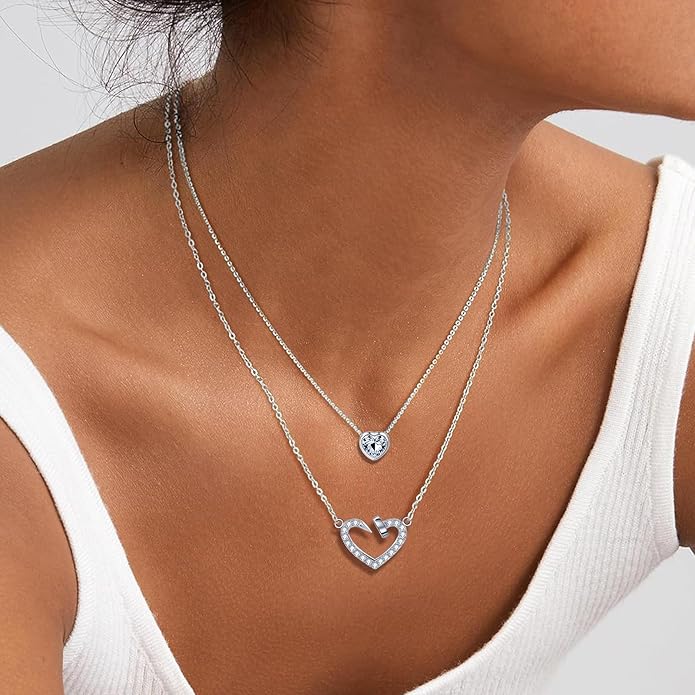 Copper Alloy 14K Gold Plated | 14K Platinum Plated Necklace for Women Double Layer Pendant Necklace Fashionable Multi-Layer Jewelry