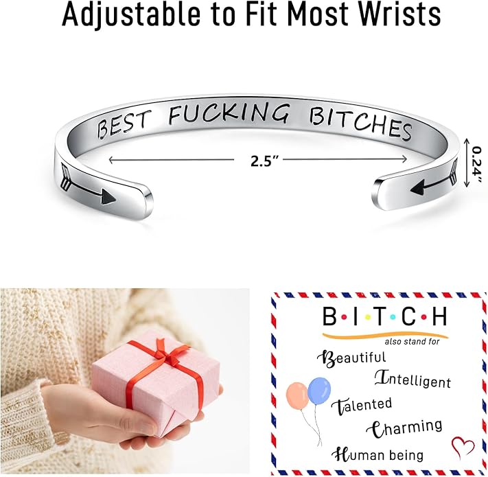 TONY & SANDY Inspirational Bracelets for Women Teen Girls Personalized Gifts for Daughter Granddaughter Mom Sister Friends Stainless Steel Engraved Cuff Birthday Easter Christmas