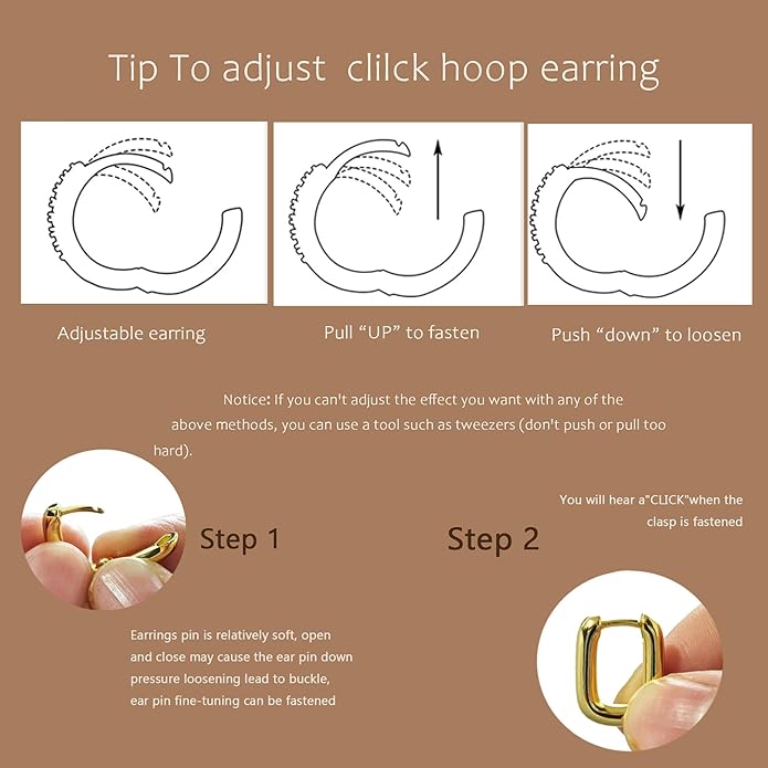 Gold Earrings for Women Trendy, Simple Dainty 14K Gold Plated Paperclip Square Chain Link Dangle Hoops Earrings Pin Stud Huggie Earrings Lightweight Hypoallergenic Minimalist Aesthetic Gold Jewelry for Christmas Gifts