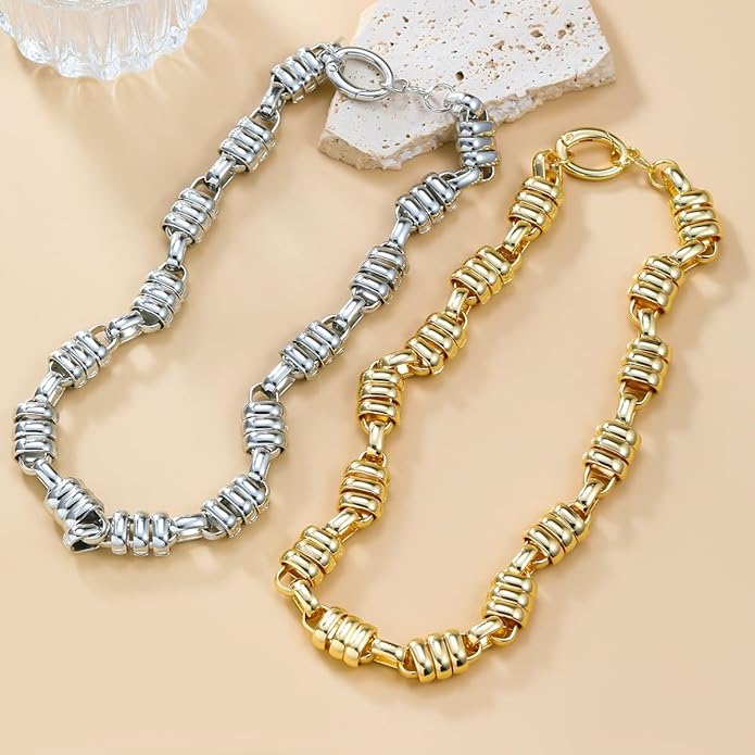 Punk Dripping Water-drop Choker Necklace for Women,Thick Drippy Chain Liquid Metal Collar Necklace Rocker Hip-hop Necklace Cool Metallic Unique Funky Statament Grunge Jewelry