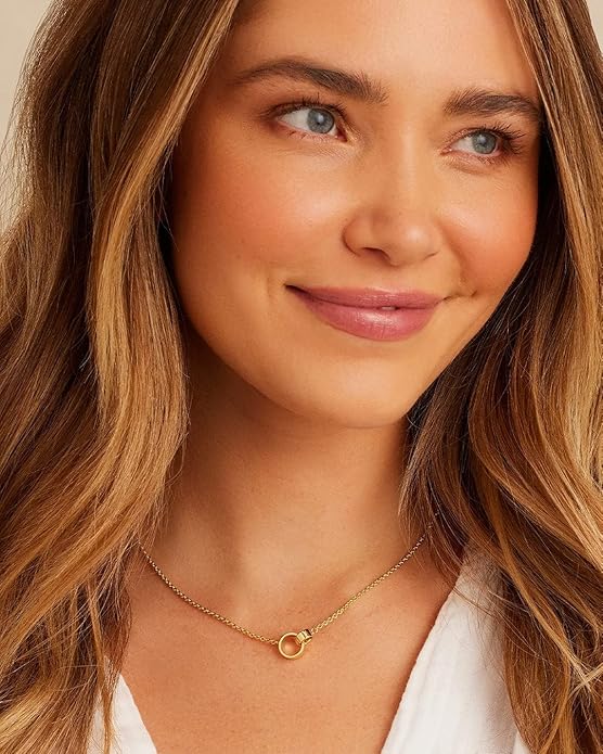 gorjana - Rose Interlocking Necklace 16"-18" - 18k Gold Plated Brass - Adjustable Length - Daily Elegance - Versatile Layering - Highly Rated Quality