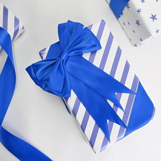 LEEQE Double Face Royal Blue Satin Ribbon 1-1/2 inch X 25 Yards 100% Polyester Royal Blue Ribbon for Gift Wrapping Very Suitable for Weddings Party Hair Bow Invitation Decorations and More