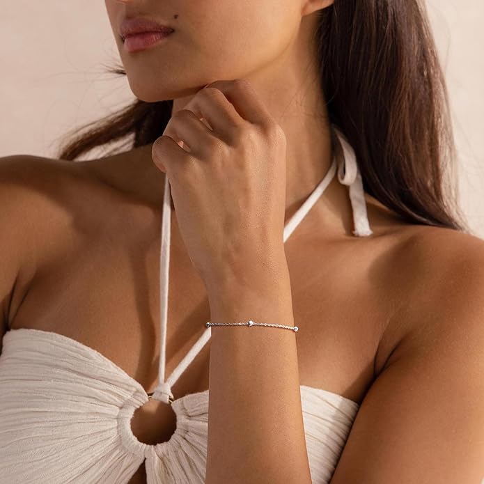 Moodear Stackable Bracelets for Men - Dainty 925 Sterling Silver/14K Gold Plated Cuff Snake Box Cuban Link Chain Bangle Bracelet Set Mens Jewelry