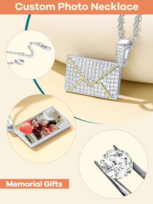 Supcare Locket Necklace That Holds Pictures-Engraved Photo Pendant Custom Jewellery Gifts for Men Women (with Jewellery Gift Box)